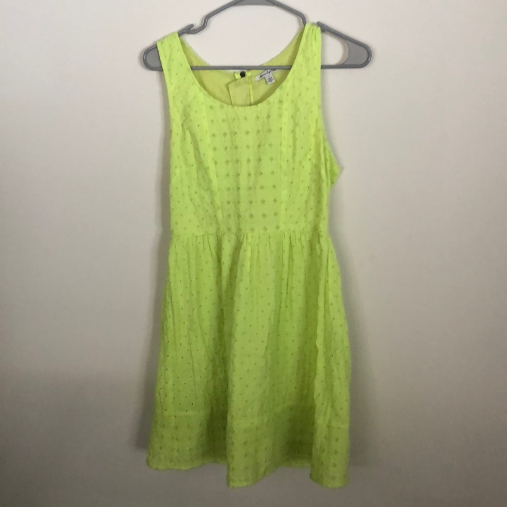 American Eagle Outfitters Neon Lime Eyelet Mini Dress